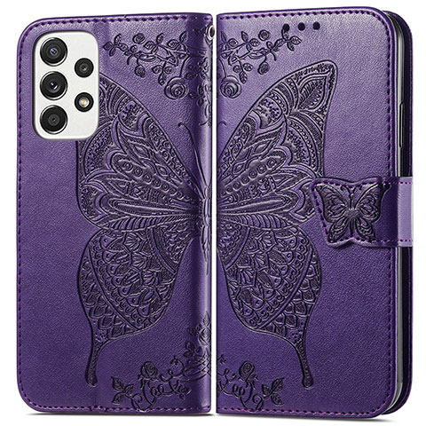 Custodia Portafoglio In Pelle Farfalla Cover con Supporto per Samsung Galaxy A33 5G Viola