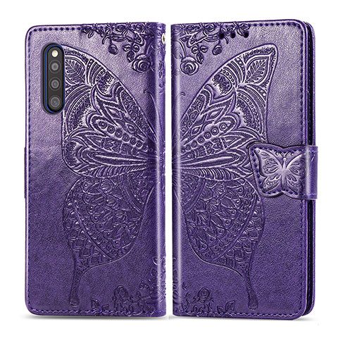 Custodia Portafoglio In Pelle Farfalla Cover con Supporto per Samsung Galaxy A41 SC-41A Viola