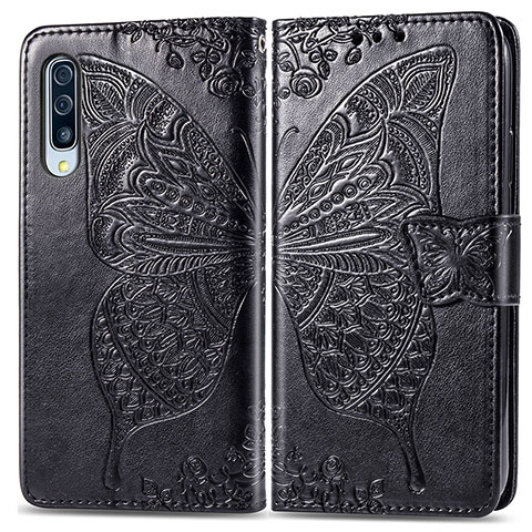 Custodia Portafoglio In Pelle Farfalla Cover con Supporto per Samsung Galaxy A70 Nero