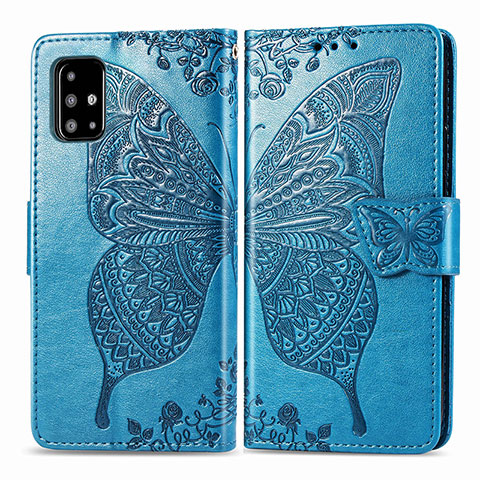 Custodia Portafoglio In Pelle Farfalla Cover con Supporto per Samsung Galaxy A71 4G A715 Blu