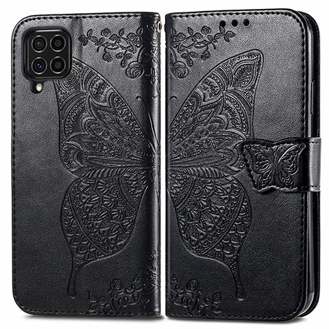 Custodia Portafoglio In Pelle Farfalla Cover con Supporto per Samsung Galaxy F62 5G Nero