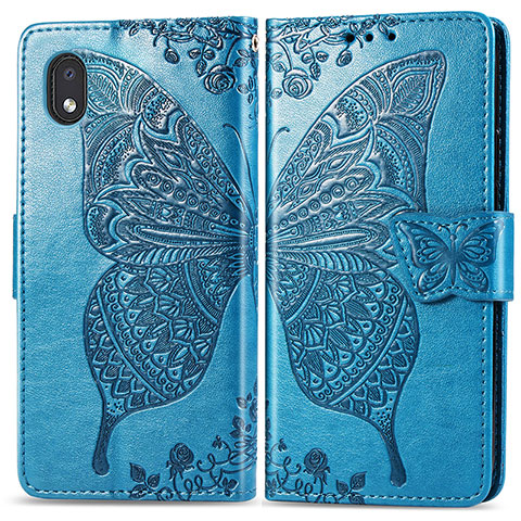 Custodia Portafoglio In Pelle Farfalla Cover con Supporto per Samsung Galaxy M01 Core Blu