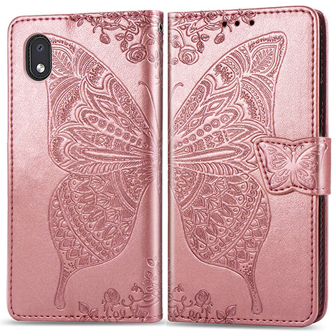 Custodia Portafoglio In Pelle Farfalla Cover con Supporto per Samsung Galaxy M01 Core Rosa