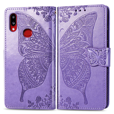 Custodia Portafoglio In Pelle Farfalla Cover con Supporto per Samsung Galaxy M01s Lavanda