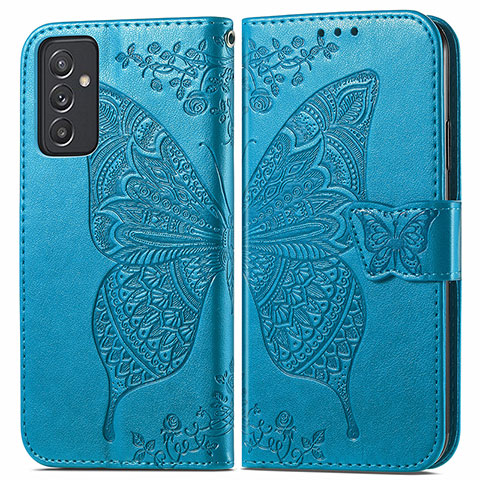 Custodia Portafoglio In Pelle Farfalla Cover con Supporto per Samsung Galaxy M14 5G Blu