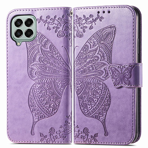 Custodia Portafoglio In Pelle Farfalla Cover con Supporto per Samsung Galaxy M33 5G Lavanda