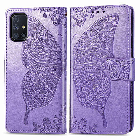 Custodia Portafoglio In Pelle Farfalla Cover con Supporto per Samsung Galaxy M51 Lavanda