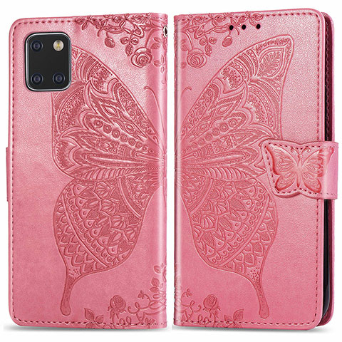 Custodia Portafoglio In Pelle Farfalla Cover con Supporto per Samsung Galaxy M60s Rosa Caldo