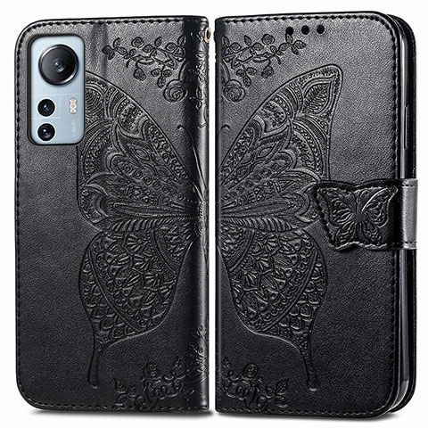 Custodia Portafoglio In Pelle Farfalla Cover con Supporto per Xiaomi Mi 12S 5G Nero