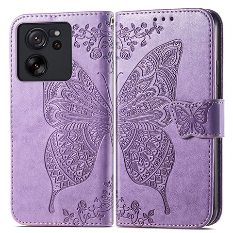 Custodia Portafoglio In Pelle Farfalla Cover con Supporto per Xiaomi Mi 13T 5G Lavanda