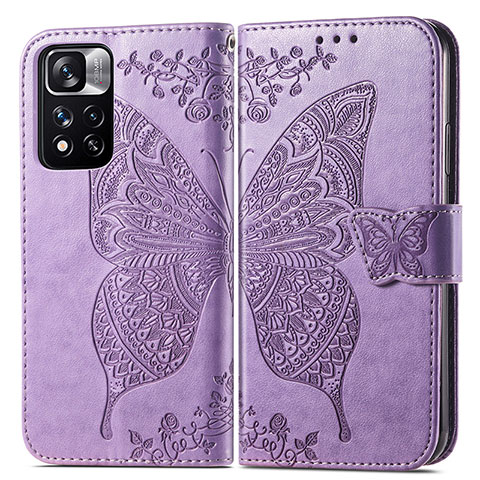 Custodia Portafoglio In Pelle Farfalla Cover con Supporto per Xiaomi Poco X4 NFC Lavanda