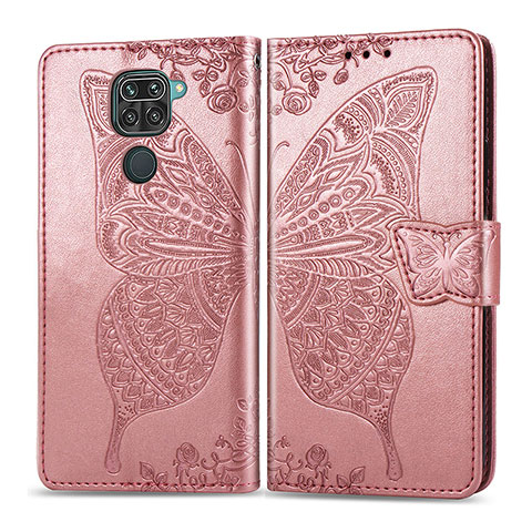 Custodia Portafoglio In Pelle Farfalla Cover con Supporto per Xiaomi Redmi 10X 4G Rosa