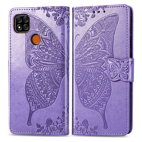 Custodia Portafoglio In Pelle Farfalla Cover con Supporto per Xiaomi Redmi 9 Activ Lavanda