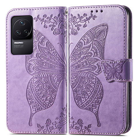 Custodia Portafoglio In Pelle Farfalla Cover con Supporto per Xiaomi Redmi K50 Pro 5G Lavanda