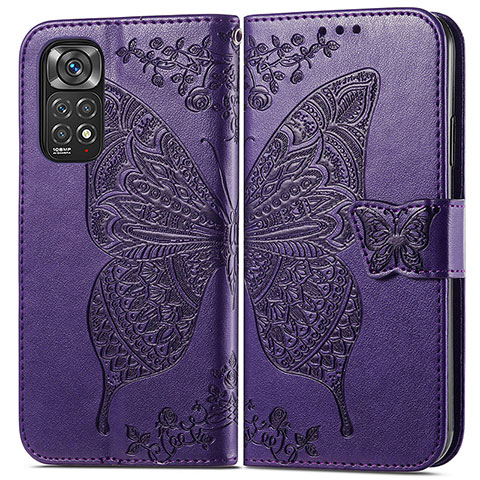 Custodia Portafoglio In Pelle Farfalla Cover con Supporto per Xiaomi Redmi Note 12 Pro 4G Viola