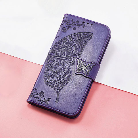 Custodia Portafoglio In Pelle Farfalla Cover con Supporto S01D per Huawei Enjoy 50 Pro Viola