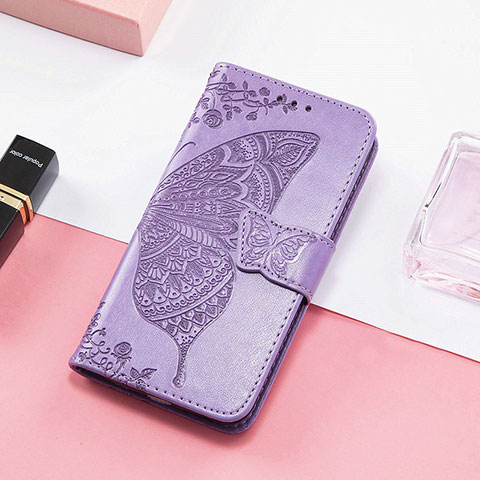 Custodia Portafoglio In Pelle Farfalla Cover con Supporto S01D per Huawei Honor 80 Pro 5G Lavanda