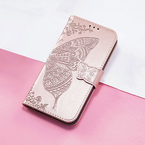 Custodia Portafoglio In Pelle Farfalla Cover con Supporto S01D per Huawei Honor V40 5G Oro Rosa