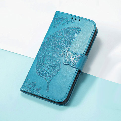 Custodia Portafoglio In Pelle Farfalla Cover con Supporto S01D per Huawei Nova 8i Blu