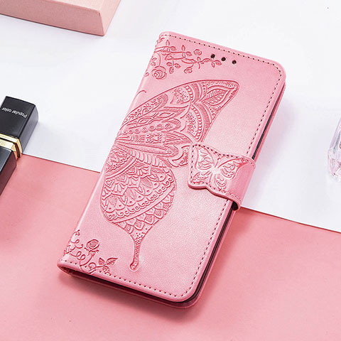 Custodia Portafoglio In Pelle Farfalla Cover con Supporto S01D per Samsung Galaxy XCover 6 Pro 5G Rosa Caldo