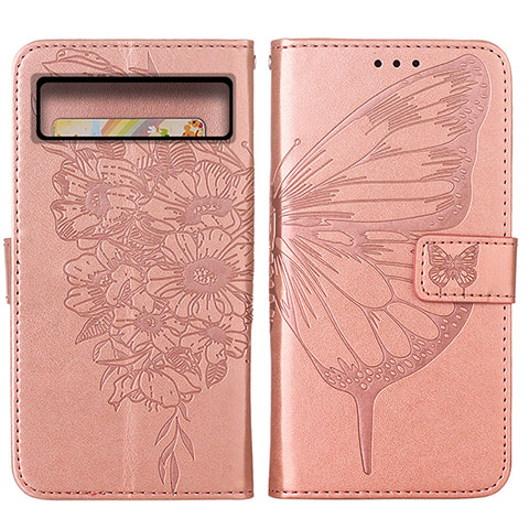 Custodia Portafoglio In Pelle Farfalla Cover con Supporto Y01B per Google Pixel 8 Pro 5G Oro Rosa