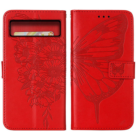 Custodia Portafoglio In Pelle Farfalla Cover con Supporto Y01B per Google Pixel 8 Pro 5G Rosso