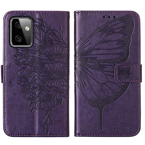 Custodia Portafoglio In Pelle Farfalla Cover con Supporto Y01B per Motorola Moto G Power 5G (2023) Viola