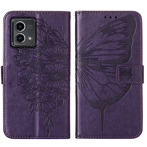 Custodia Portafoglio In Pelle Farfalla Cover con Supporto Y01B per Motorola Moto G Stylus (2023) 4G Viola