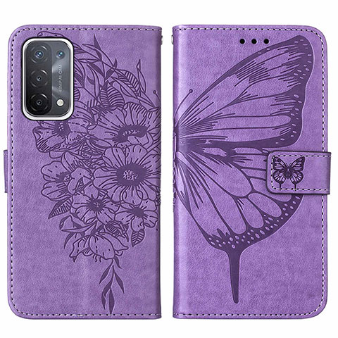 Custodia Portafoglio In Pelle Farfalla Cover con Supporto Y01B per OnePlus Nord N200 5G Lavanda