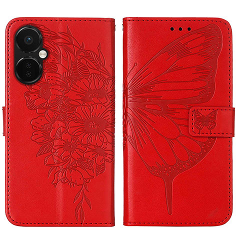 Custodia Portafoglio In Pelle Farfalla Cover con Supporto Y01B per OnePlus Nord N30 5G Rosso