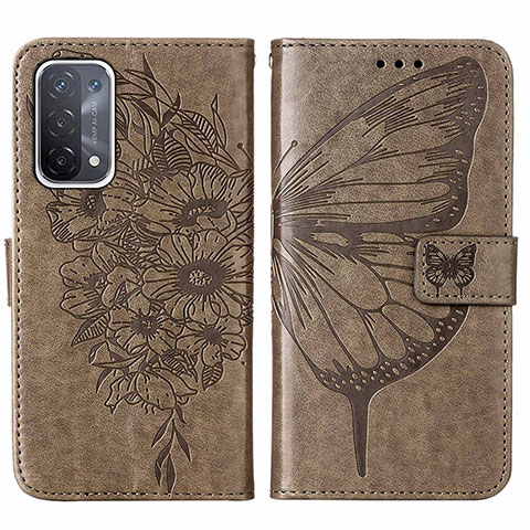 Custodia Portafoglio In Pelle Farfalla Cover con Supporto Y01B per Oppo A93 5G Grigio