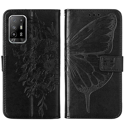 Custodia Portafoglio In Pelle Farfalla Cover con Supporto Y01B per Oppo A94 5G Nero