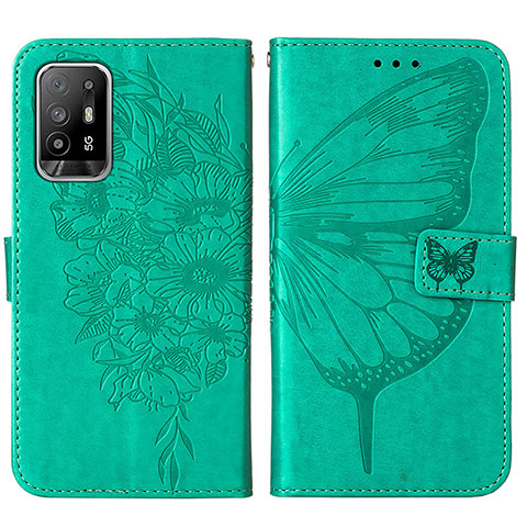 Custodia Portafoglio In Pelle Farfalla Cover con Supporto Y01B per Oppo A94 5G Verde