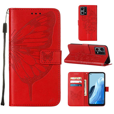 Custodia Portafoglio In Pelle Farfalla Cover con Supporto Y01B per Oppo F21s Pro 4G Rosso