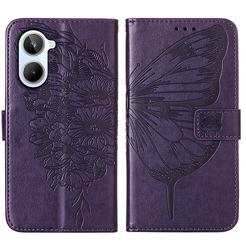 Custodia Portafoglio In Pelle Farfalla Cover con Supporto Y01B per Realme 10 4G Viola