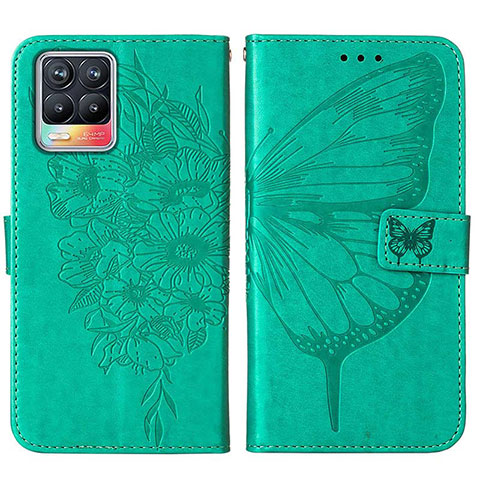 Custodia Portafoglio In Pelle Farfalla Cover con Supporto Y01B per Realme 8 4G Verde