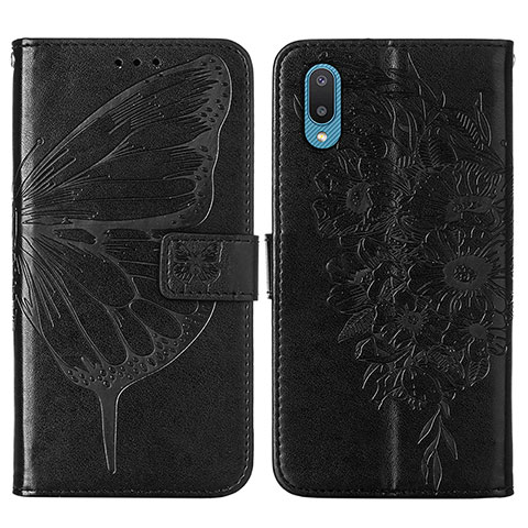 Custodia Portafoglio In Pelle Farfalla Cover con Supporto Y01B per Samsung Galaxy A02 Nero