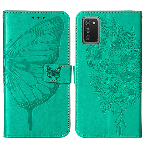 Custodia Portafoglio In Pelle Farfalla Cover con Supporto Y01B per Samsung Galaxy A03s Verde