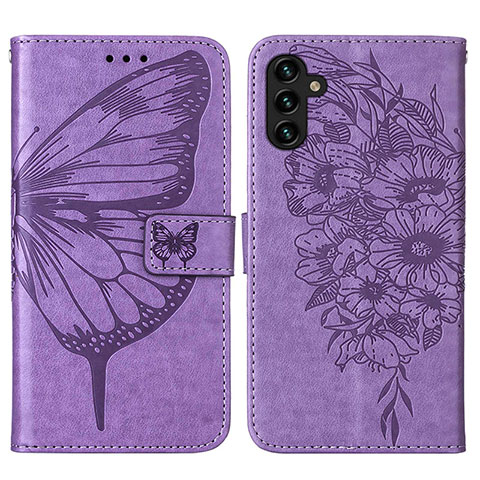 Custodia Portafoglio In Pelle Farfalla Cover con Supporto Y01B per Samsung Galaxy A04s Lavanda