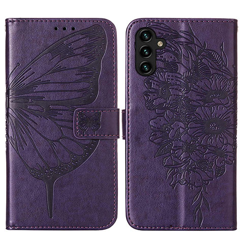 Custodia Portafoglio In Pelle Farfalla Cover con Supporto Y01B per Samsung Galaxy A04s Viola