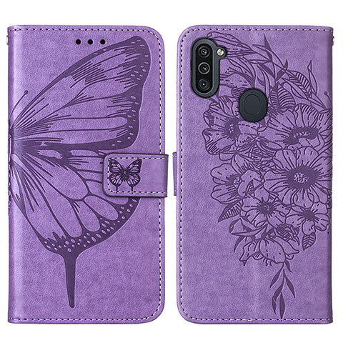 Custodia Portafoglio In Pelle Farfalla Cover con Supporto Y01B per Samsung Galaxy A11 Lavanda