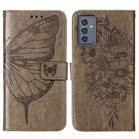 Custodia Portafoglio In Pelle Farfalla Cover con Supporto Y01B per Samsung Galaxy A15 4G Grigio