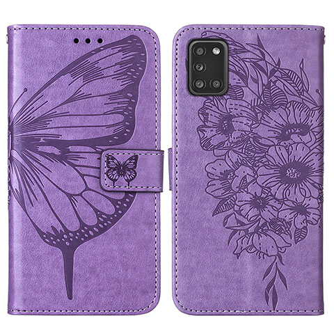 Custodia Portafoglio In Pelle Farfalla Cover con Supporto Y01B per Samsung Galaxy A21s Lavanda