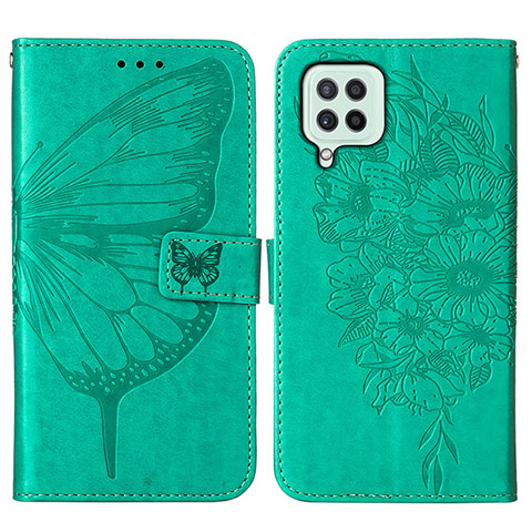 Custodia Portafoglio In Pelle Farfalla Cover con Supporto Y01B per Samsung Galaxy A22 4G Verde