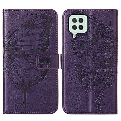 Custodia Portafoglio In Pelle Farfalla Cover con Supporto Y01B per Samsung Galaxy A22 4G Viola