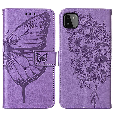 Custodia Portafoglio In Pelle Farfalla Cover con Supporto Y01B per Samsung Galaxy A22 5G Lavanda