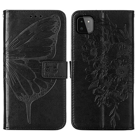 Custodia Portafoglio In Pelle Farfalla Cover con Supporto Y01B per Samsung Galaxy A22 5G Nero