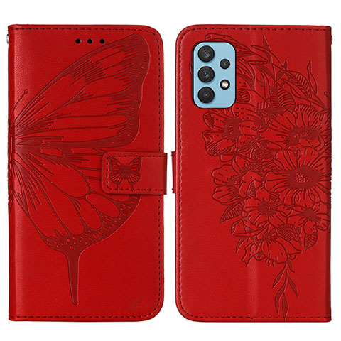 Custodia Portafoglio In Pelle Farfalla Cover con Supporto Y01B per Samsung Galaxy A32 5G Rosso