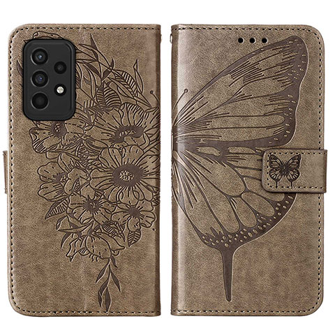 Custodia Portafoglio In Pelle Farfalla Cover con Supporto Y01B per Samsung Galaxy A33 5G Grigio