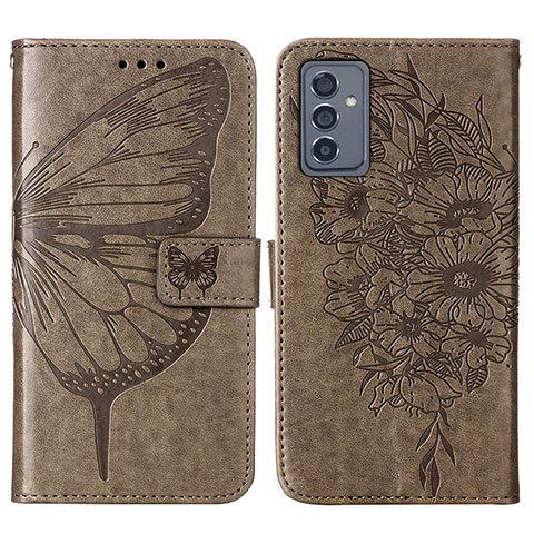 Custodia Portafoglio In Pelle Farfalla Cover con Supporto Y01B per Samsung Galaxy A34 5G Grigio